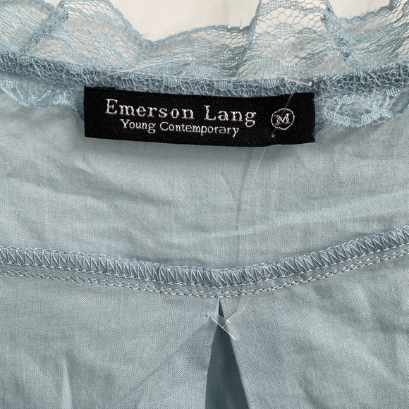 Emerson Lang Boho Lace Trim Top Cotton Lightweight Casual Size Medium - Picture 4 of 8